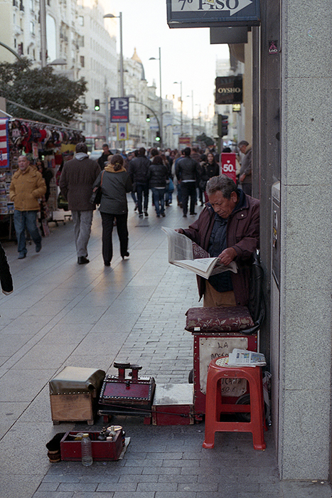 Чистильщик обуви Мадрид, Gran Via декабрь 2014